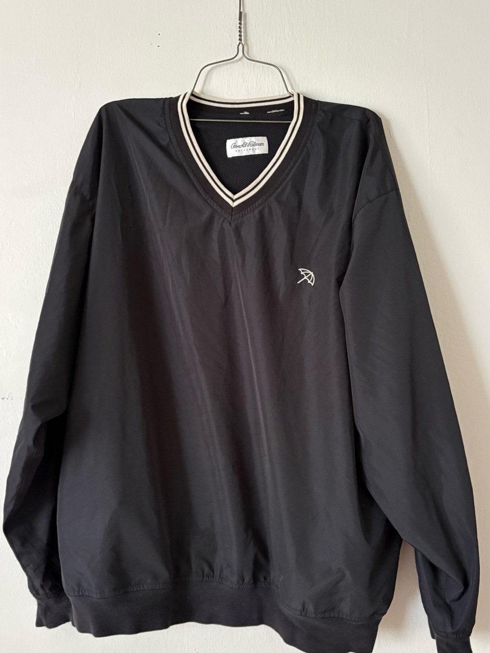Arnold Palmer  Black V-Neck Pullover with Contrast Trim
